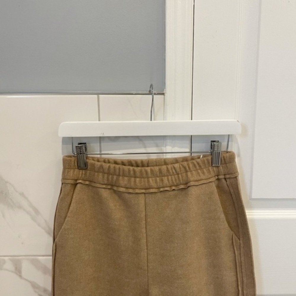 New High Waisted Beige Loose Straight Leg Lounge Pants - Picture 3 of 9